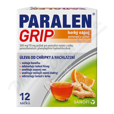 PARALEN GRIP HORKÝ NÁPOJ POMERANČ A ZÁZVOR 12 SÁČKŮ