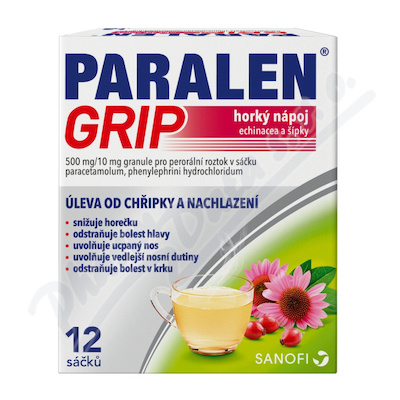 Paralen Grip horký nápoj echinacea + šípky 12 sáčků